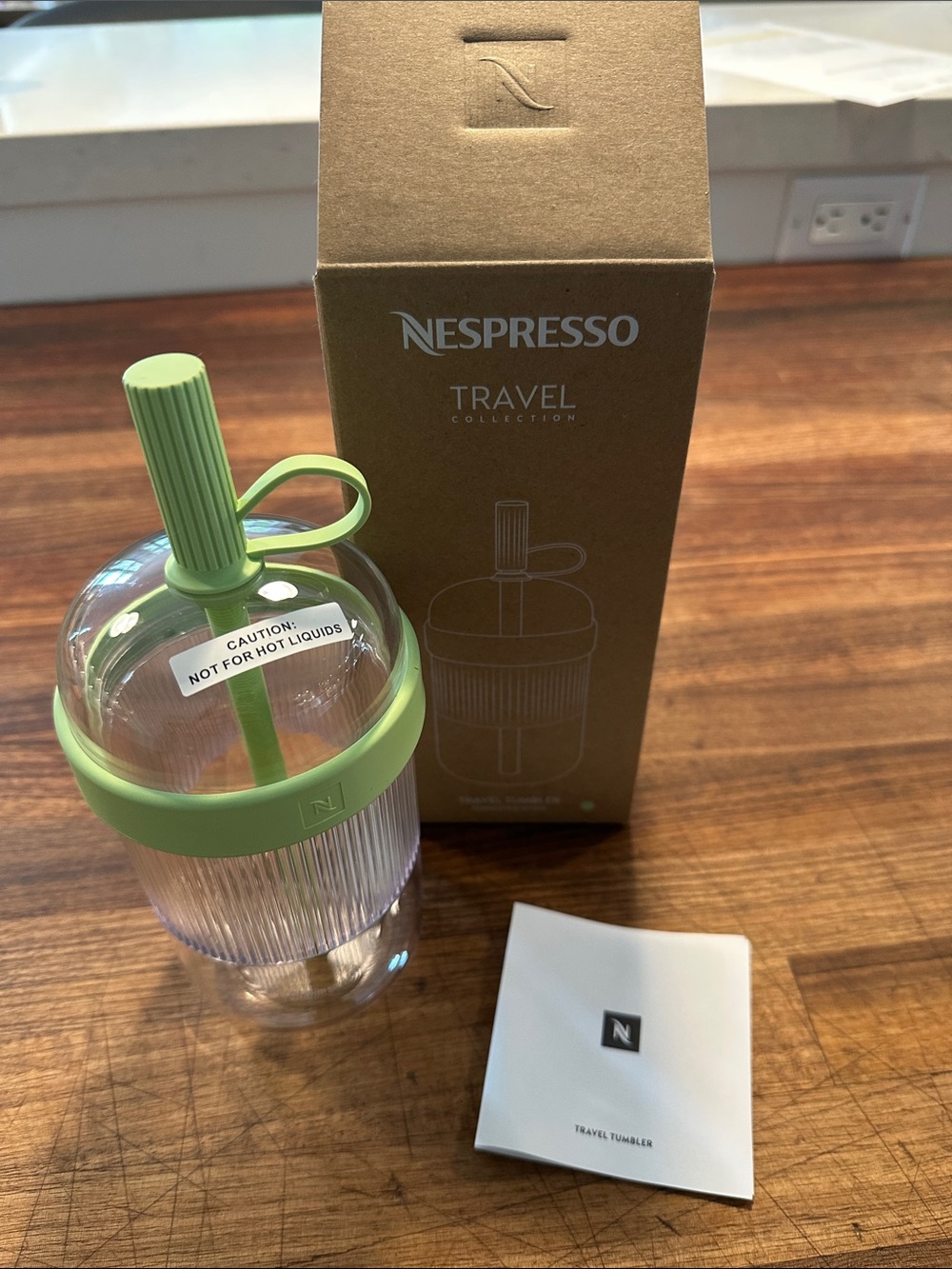 Nespresso Large Travel Tumbler in Pistachio with Clear Body Limited Edition